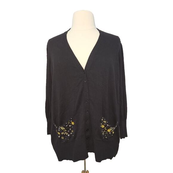 Apt. 9 Black Embellished Pockets Cardigan Size 2X - Picture 11 of 11